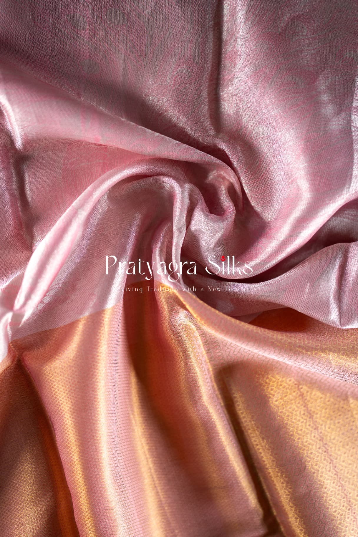 Rose Gold & Pastel Pink Dual-Tone Kanjeevaram Silk
